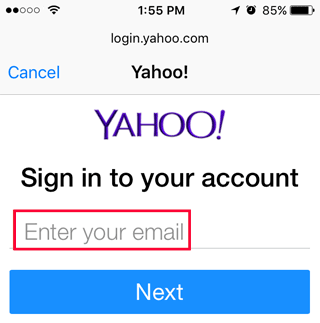 enter your Frontier email address and tap Next