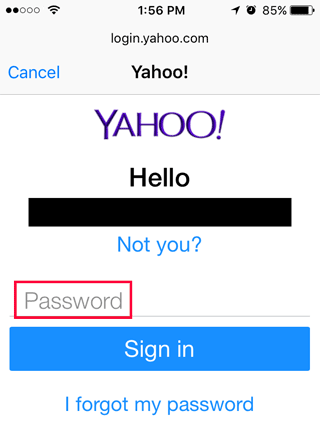 enter your email password and tap Next